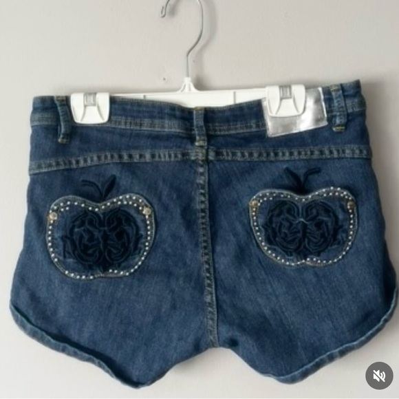 Apple Bottoms Pants - Apple Bottoms Blue Jean Shorts with Embellished Pockets